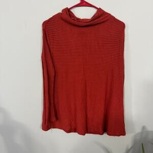 We the Free Lover Ribbed Dark Orange Tunic Top Size XS Distressed Hem Split Back